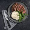 6_STEAKHERODISH_SALTMILL_1335_1_-cropped-1.jpg Master Series Damascus Steel Steak Knife Set. 4-pc