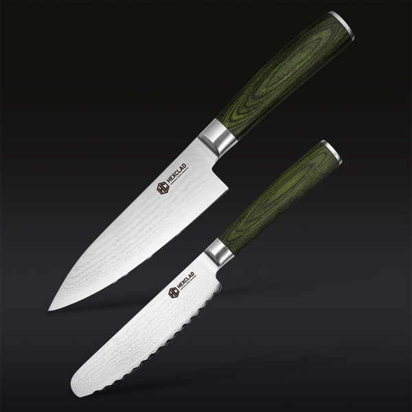 Artboard1_1_364e8044-e9e9-4eba-a2f9-6f29ab0415ac.png Damascus Steel Starter Knife Set. 2-pc (Green)