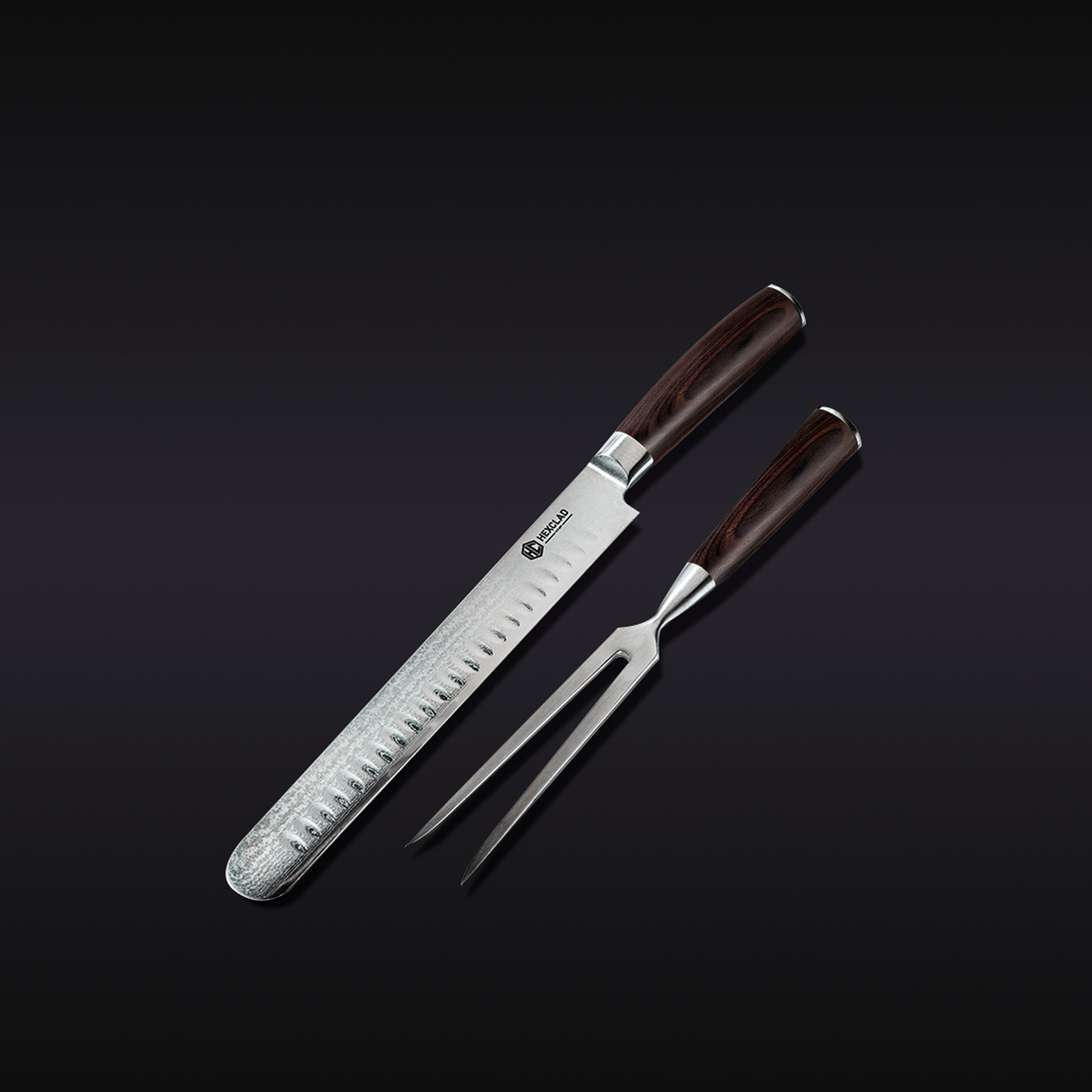 Damascus Steel Carving Set. 2-pc (Espresso)