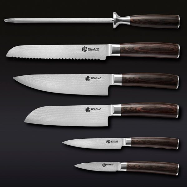 EspressoKnives-7PieceSet-7.jpg Damascus Steel Knife Set. 6-pc (Espresso)