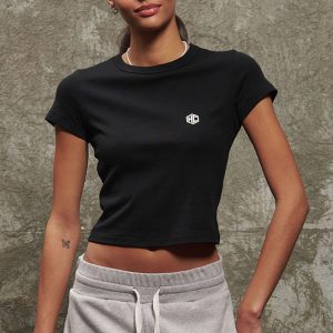 HEXCLAD_lifestyle_10.jpg Classic Logo Badge Women-s Cropped Tee — M