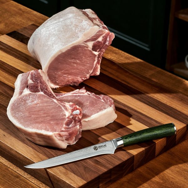 Damascus Steel Boning & Fillet Knife. 6″ (Green)