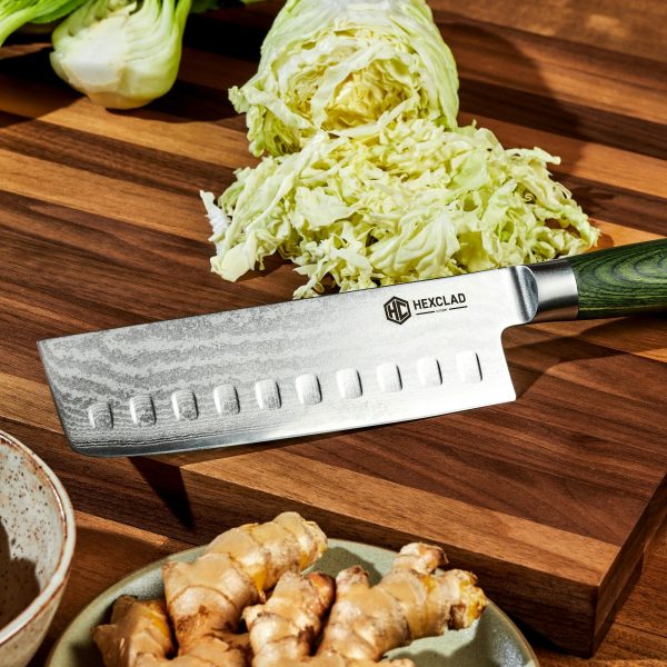 HexClad_05.08.24_25_SQUARE.jpg Damascus Steel Nakiri Knife. 6.5″ (Green)