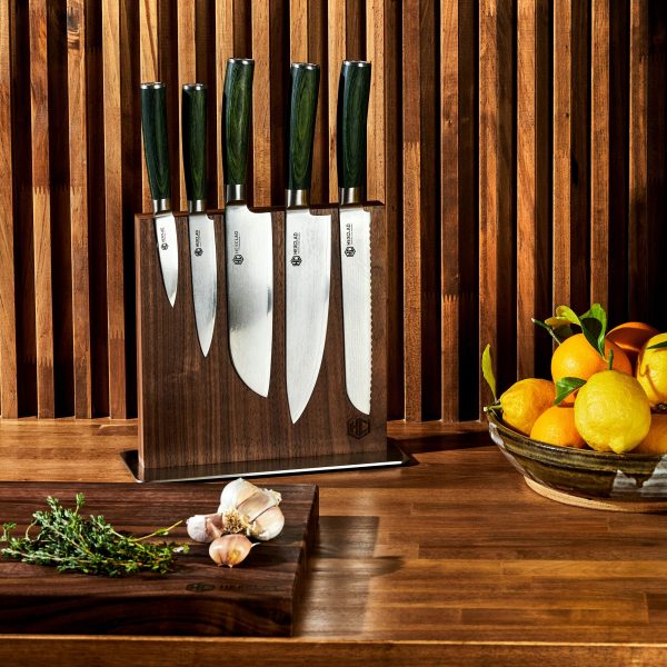 Magnetic Knife Block. Walnut