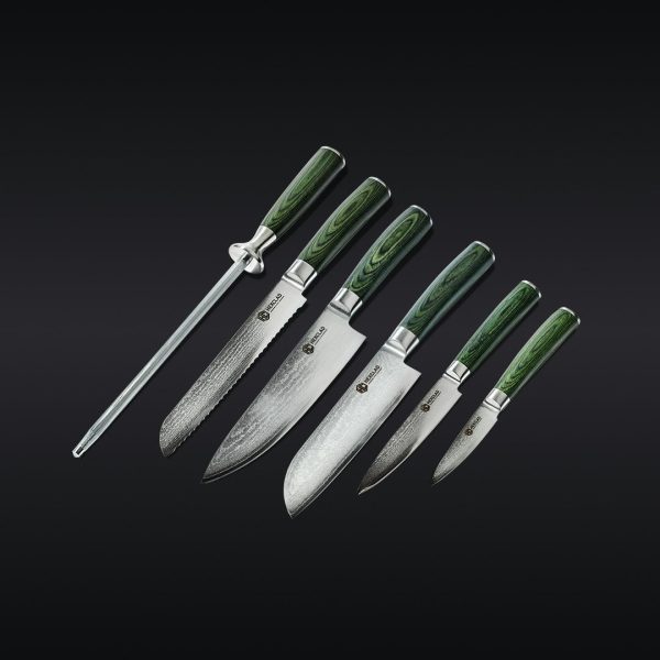 HexClad_6PCDamascusSteelKnifeSet_CTDS06-ST_Profile_Black.jpg Damascus Steel Knife Set. 6-pc (Espresso)