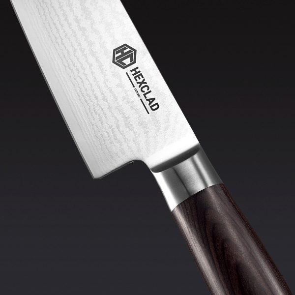 HexClad_6pcEspressoKnifeSet_CTKF06-EPW-ST_ChefKnife_Blade_Detail_Black_0525_8685cb51-446a-4a2c-b293-89a90edaa34d.jpg Damascus Steel Knife Set. 6-pc (Espresso)