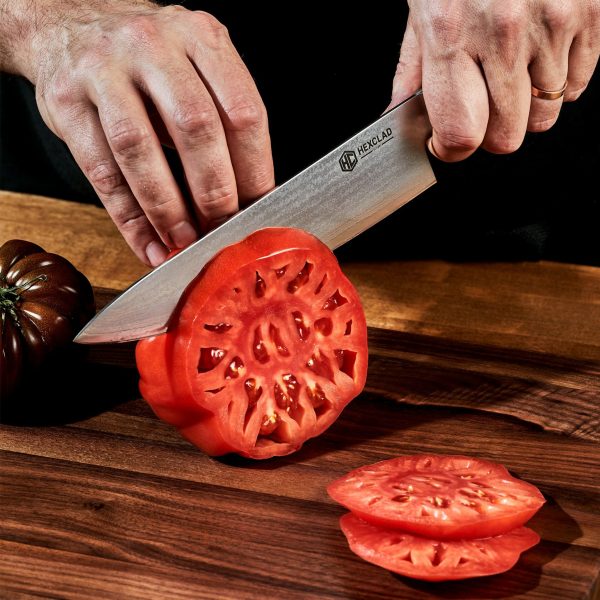 HexClad_ChefsKnife_CTCK08_050824_KF_02.jpg Damascus Steel Knife & Carving Set. 8-pc