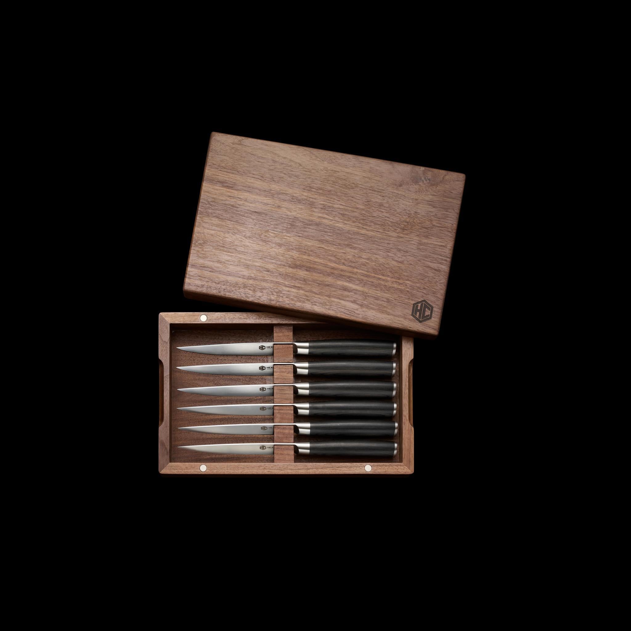 Damascus Steel Steak Knife Boxed Set. 6-pc (Espresso)