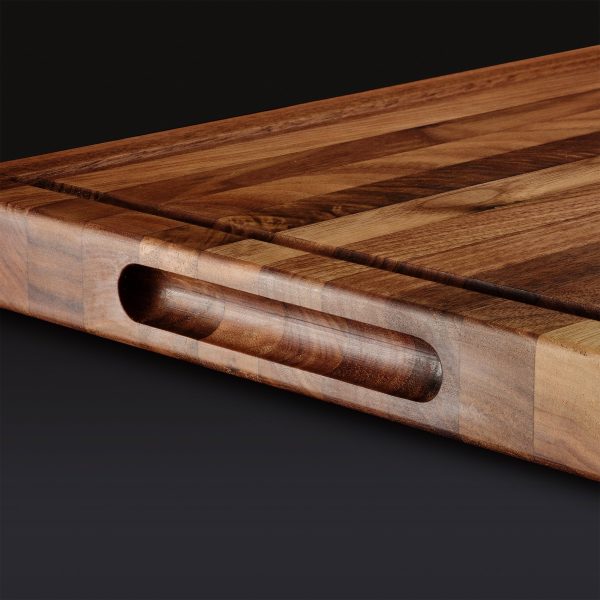 HexClad_MediumWalnutBoardV2_KWWB20-V2_Detail_Handle_Black_0225_AG.jpg Walnut Cutting Board. Medium
