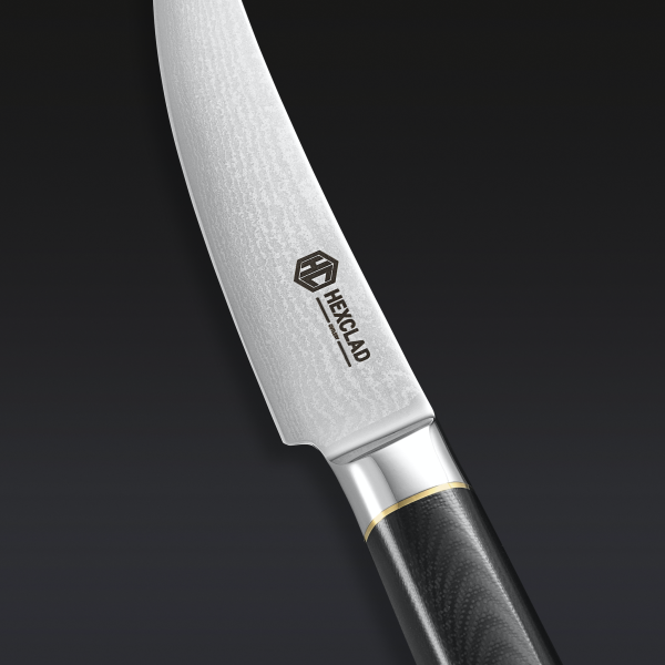 HexClad_SteakKnife_Detail-Blade.png Master Series Damascus Steel Steak Knife Set. 4-pc