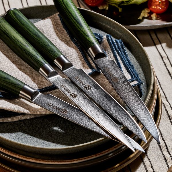 HexClad__V2_4pcDamascusSteelSteakKnifeSet_CTSTK04-GPW-ST-V2_030526_KF_01-1.jpg Damascus Steel Steak Knife Set. 4-pc (Green)