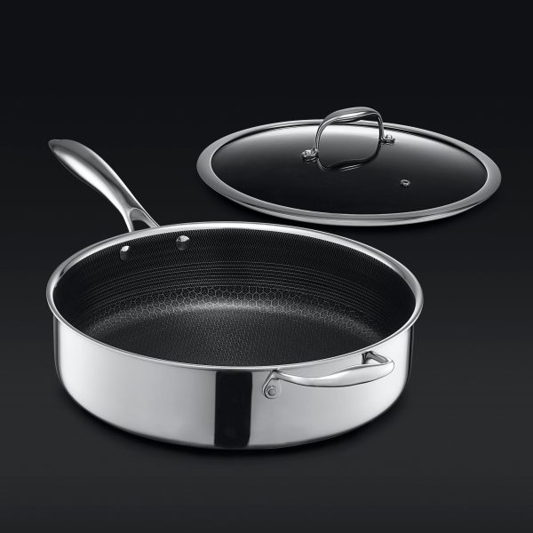 Hexclad_12InchPan_LID_Angle_BLACK.jpg Hybrid Deep Saut Pan/Chicken Fryer with Lid. 7-Qt