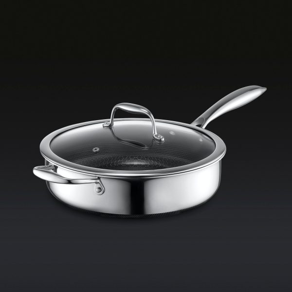 Hexclad_33QtPan_34View_Lid_BLACK.jpg Hybrid Deep Sauté Pan with Lid. 3.3-Qt