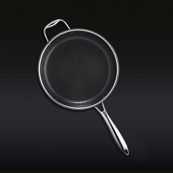 Hexclad_33QtPan_Overhead_BLACK.jpg Hybrid Deep Sauté Pan with Lid. 3.3-Qt
