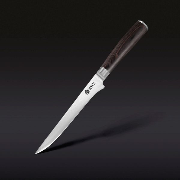 Damascus Steel Boning & Fillet Knife. 6″ (Green)