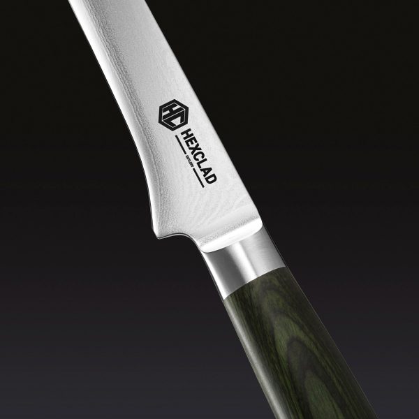 Damascus Steel Boning & Fillet Knife. 6″ (Green)