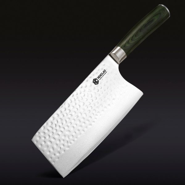 Hexclad_7InchCleaver_34_BLACK.jpg Damascus Steel Cleaver. 7″ (Green)