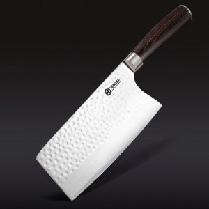 Hexclad_7InchCleaver_34_BLACK_1.jpg Damascus Steel Cleaver. 7″ (Espresso)
