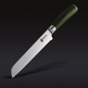Hexclad_BreadKnife_34-1.jpg Damascus Steel Serrated Bread Knife. 8 (Green)