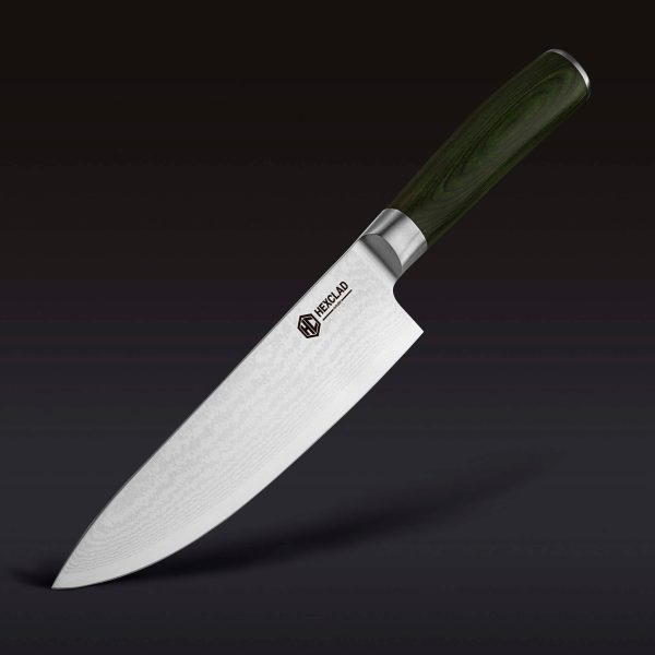 Hexclad_ChefsKnife_34_a0eab6cb-0769-492f-95a9-9ec66f85d306.jpg Essential Damascus Steel Knife Set. 6-pc (Green)