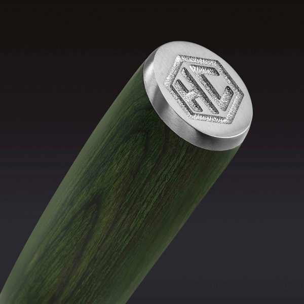 Hexclad_ChefsKnife_Detail1.jpg Essential Damascus Steel Knife Set. 6-pc (Green)