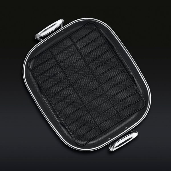 Hexclad_RoastingPan_Overhead_RACK_BLACK.jpg Hybrid Roasting Pan with Rack