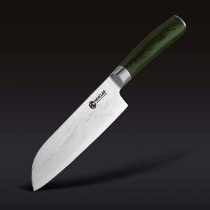 Hexclad_SantokuKife_34.jpg Damascus Steel Santoku Knife. 7″ (Green)