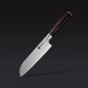 Damascus Steel Santoku Knife. 7″ (Espresso)