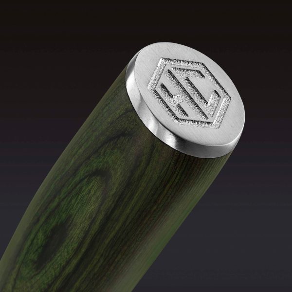 Damascus Steel Santoku Knife. 7″ (Green)