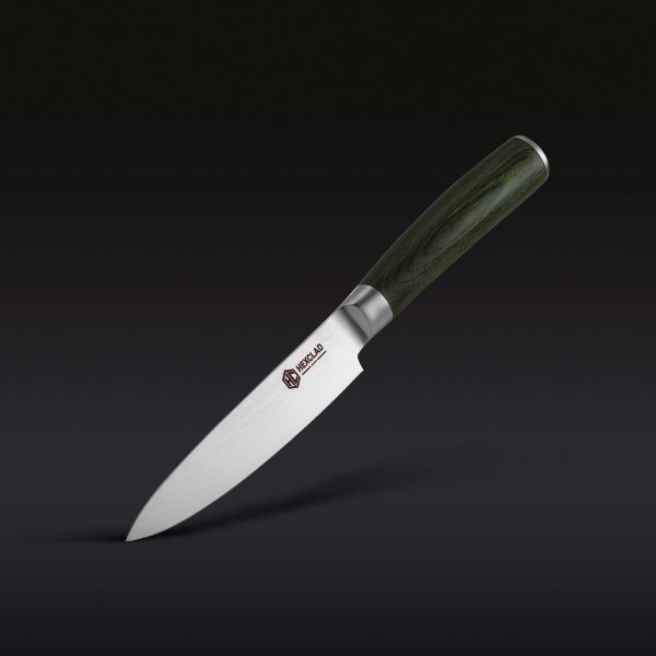 Hexclad_UtilityKnife_34.jpg Damascus Steel Utility Knife. 5″ (Espresso)