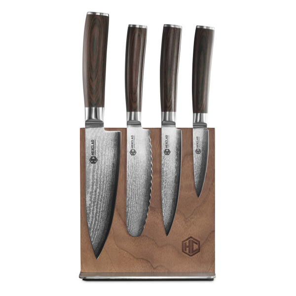 Damascus Steel Studio Knife Set. 5-pc (Espresso)