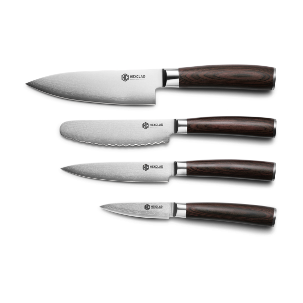 Damascus Steel Studio Knife Set. 5-pc (Espresso)