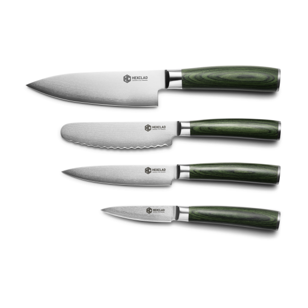 Studio-Knife-Set_-5-pc_Overhead-of-knives_Green-1.png Damascus Steel Studio Knife Set. 5-pc (Green)